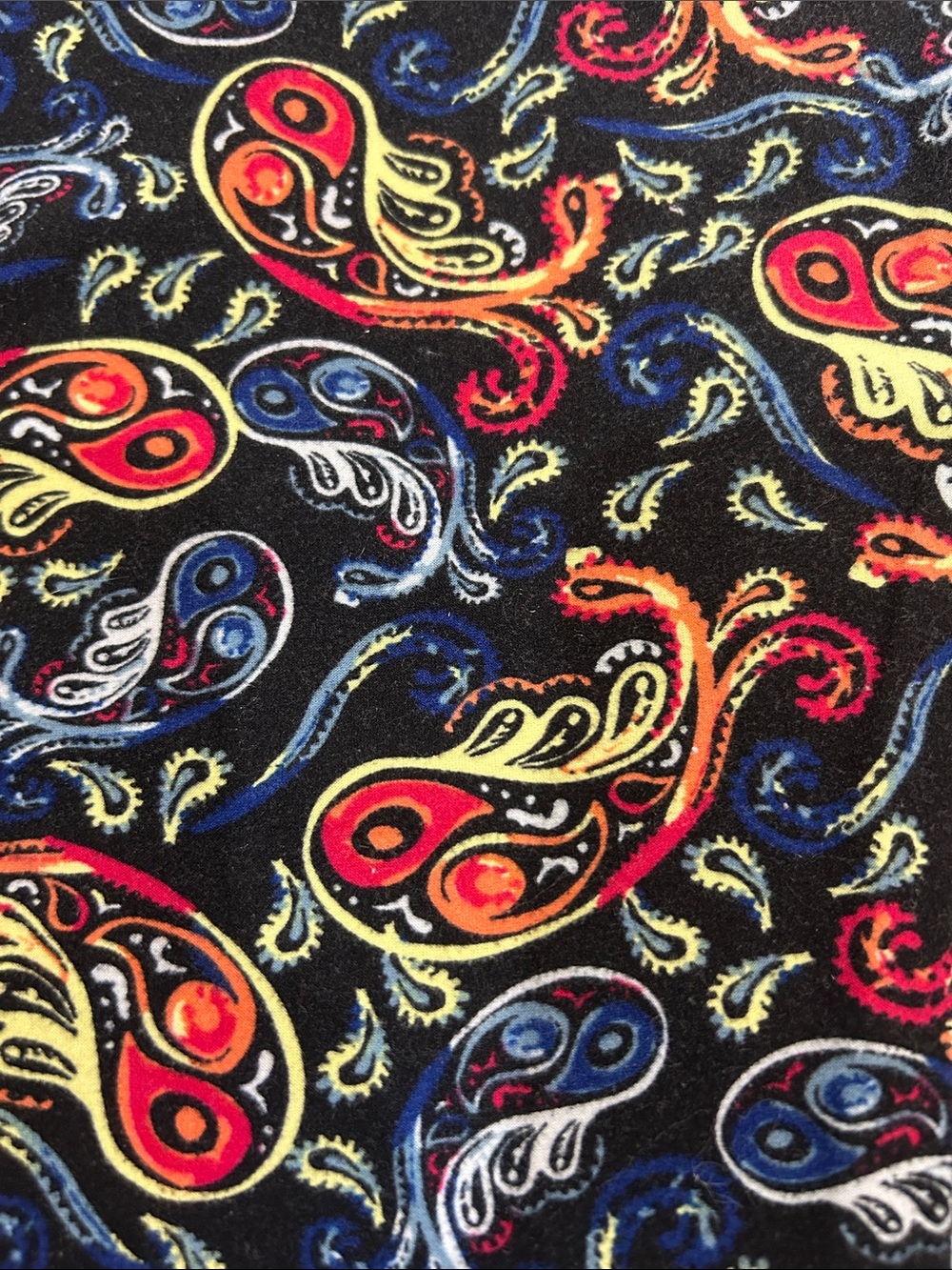 LuLaRoe leggings Bold Paisley Print in Black with Red, Yellow & Blue